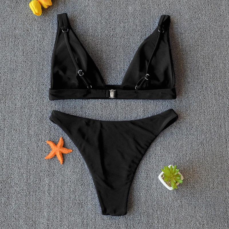 "Nautilus – Twist Front V-Neck Tummy Control Bikini Set"