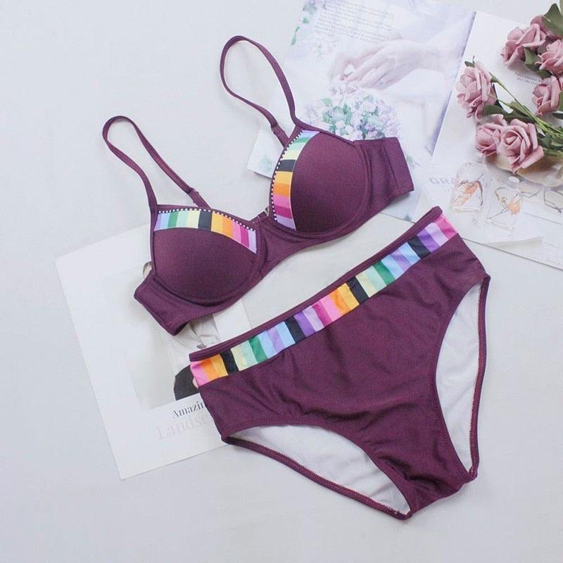 "Turtle Bay – Tropical Print Push-Up Bikini Set"