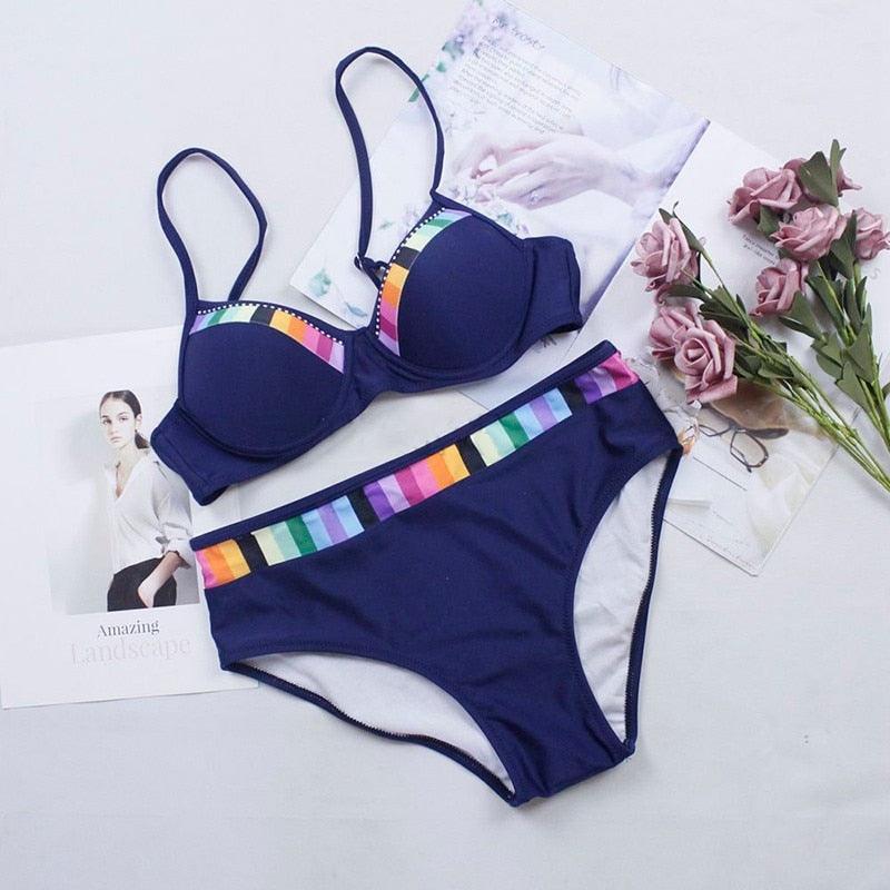 "Turtle Bay – Tropical Print Push-Up Bikini Set"