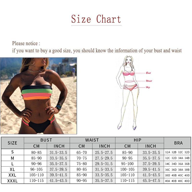 "Siren's Stripe – Colorblock Bandeau Bikini Set"