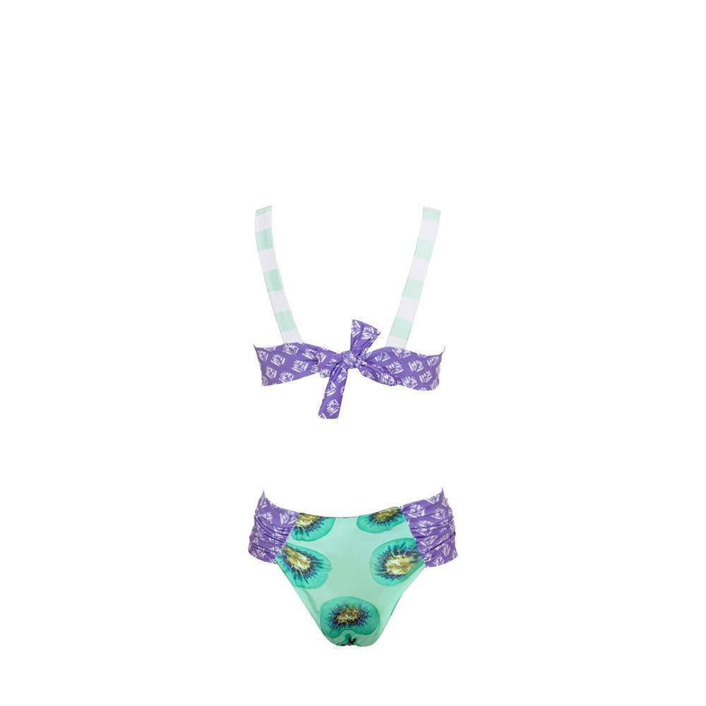 "Reef Siren – Solid Push-Up Cross-Back Bikini Set"