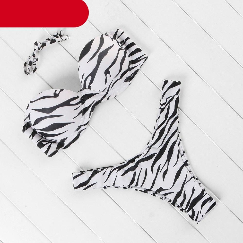 "Sea Anemone – V-Wire Frilled High-Cut Bikini Set"