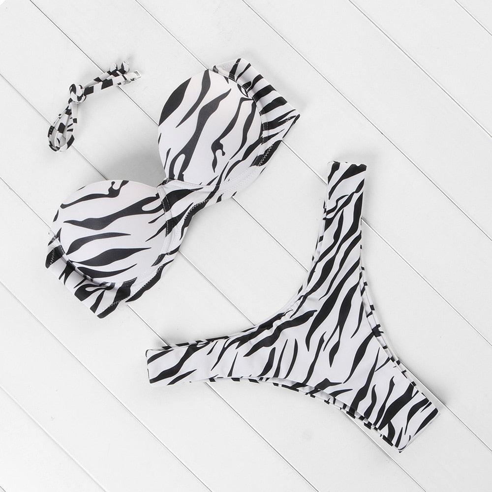 "Sea Anemone – V-Wire Frilled High-Cut Bikini Set"