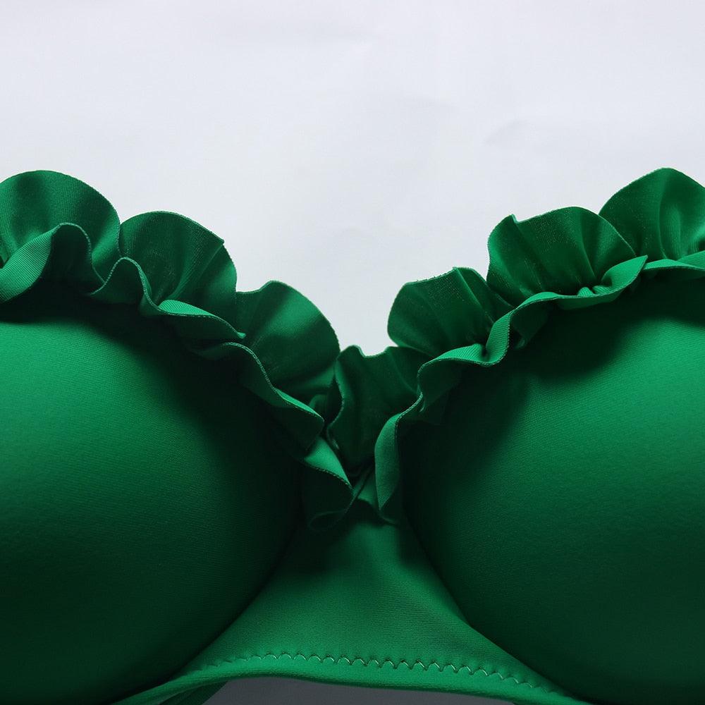 "Sea Anemone – V-Wire Frilled High-Cut Bikini Set"