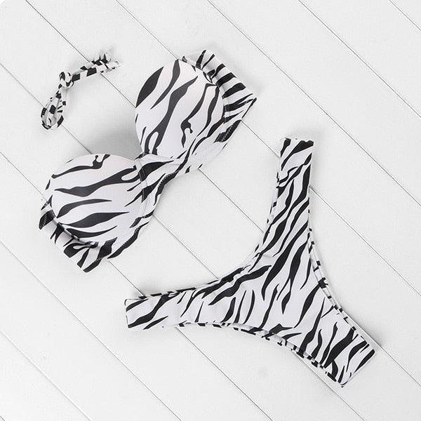 "Sea Anemone – V-Wire Frilled High-Cut Bikini Set"
