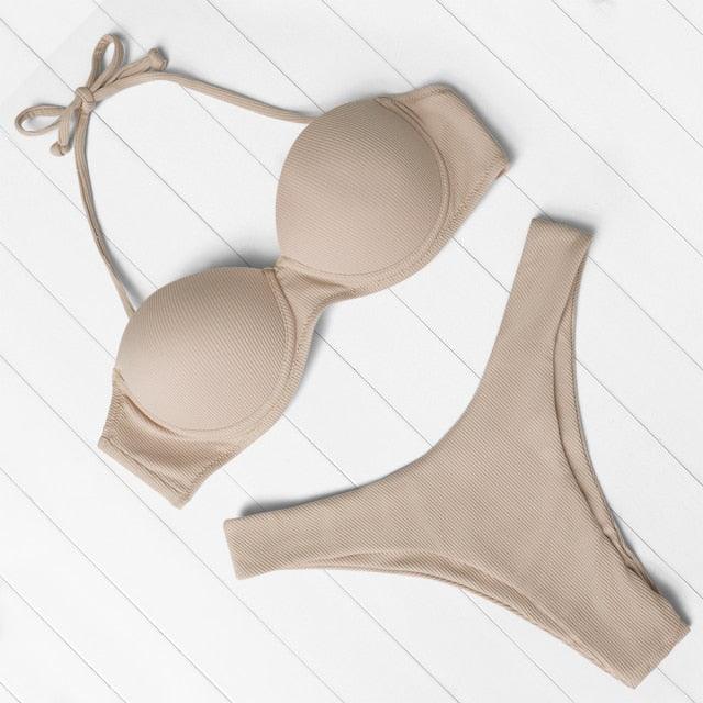 "Sea Anemone – V-Wire Frilled High-Cut Bikini Set"