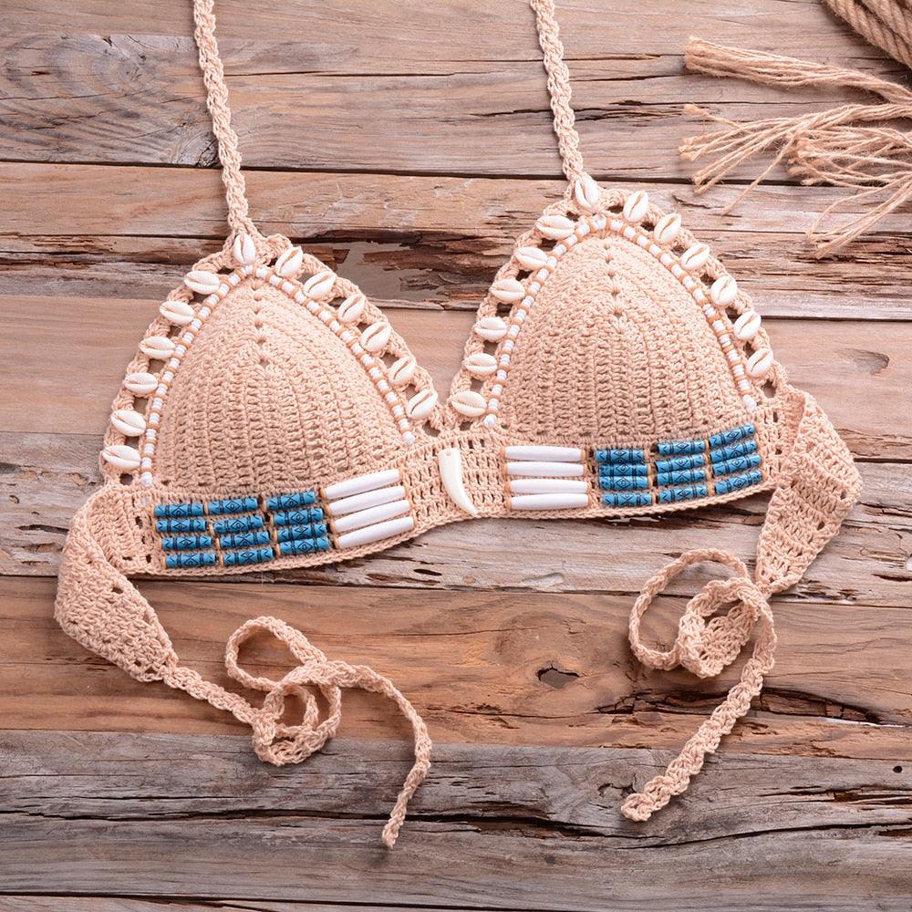 "Sea Witch – Crochet Halter High-Waist Bikini Set"