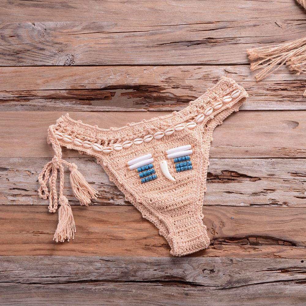 "Sea Witch – Crochet Halter High-Waist Bikini Set"