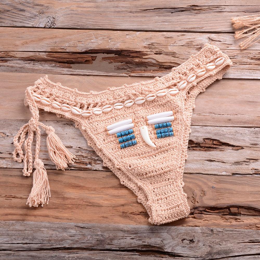 "Sea Witch – Crochet Halter High-Waist Bikini Set"