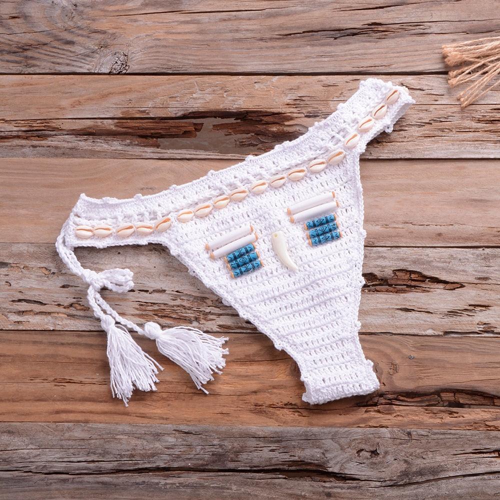 "Sea Witch – Crochet Halter High-Waist Bikini Set"