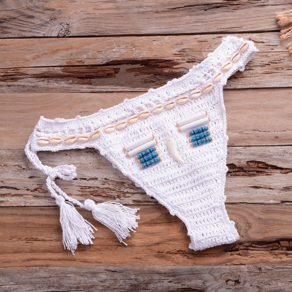 "Sea Witch – Crochet Halter High-Waist Bikini Set"
