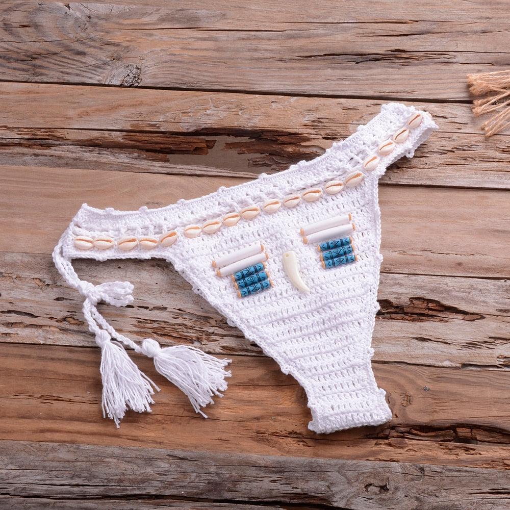 "Sea Witch – Crochet Halter High-Waist Bikini Set"
