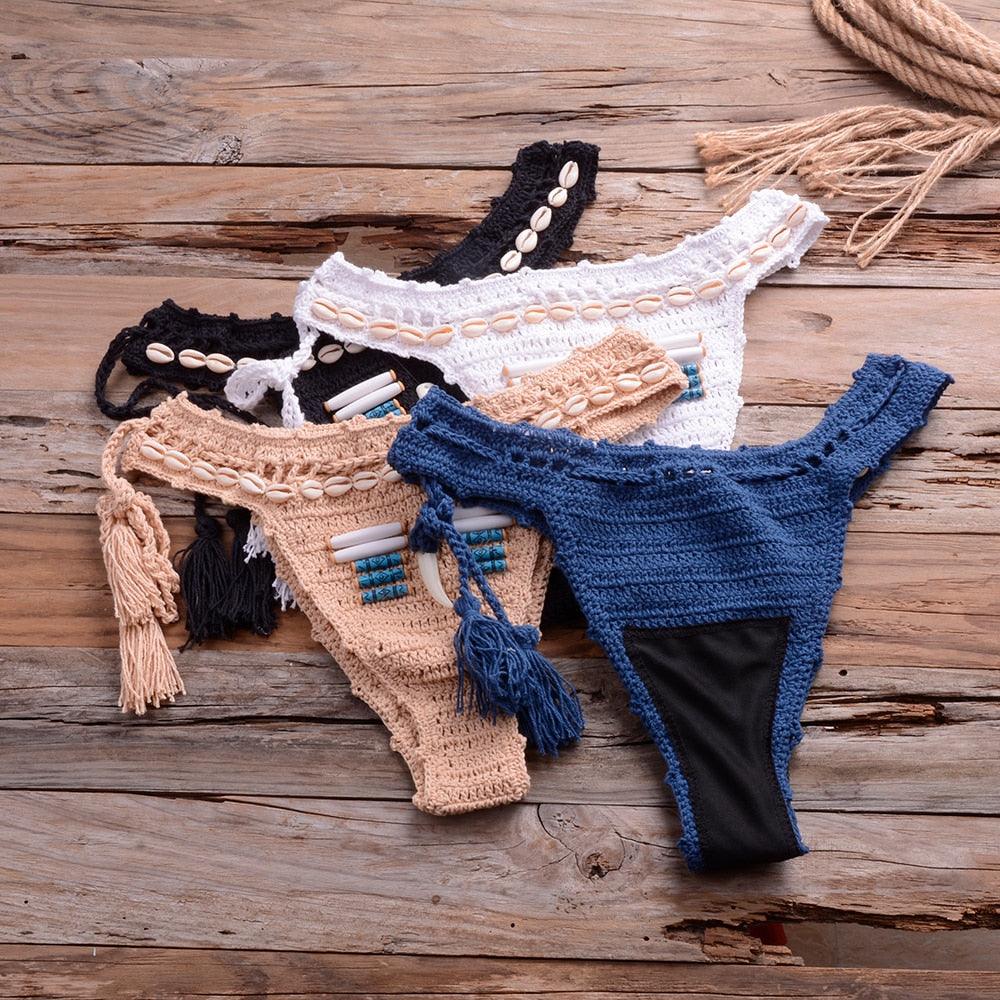 "Sea Witch – Crochet Halter High-Waist Bikini Set"