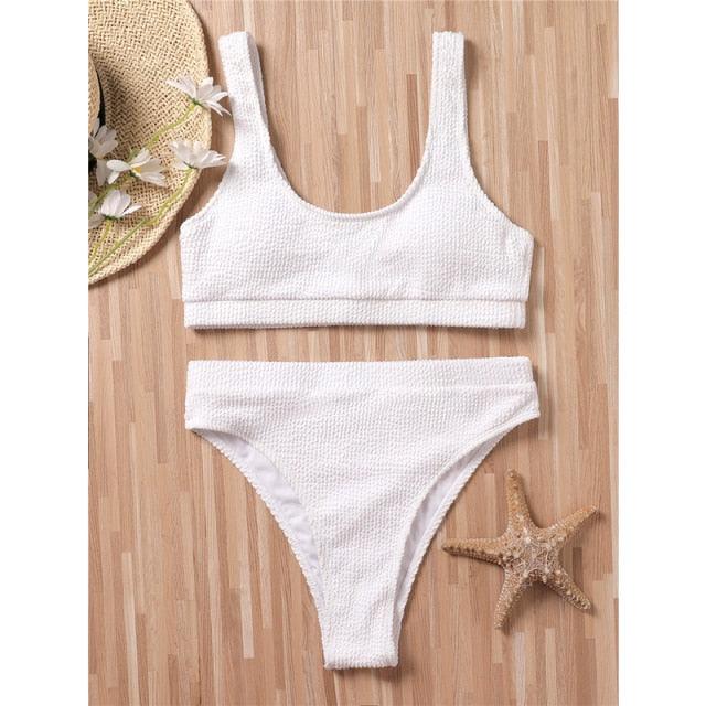 "One Wave – Ribbed One-Shoulder Push-Up Bikini Set"