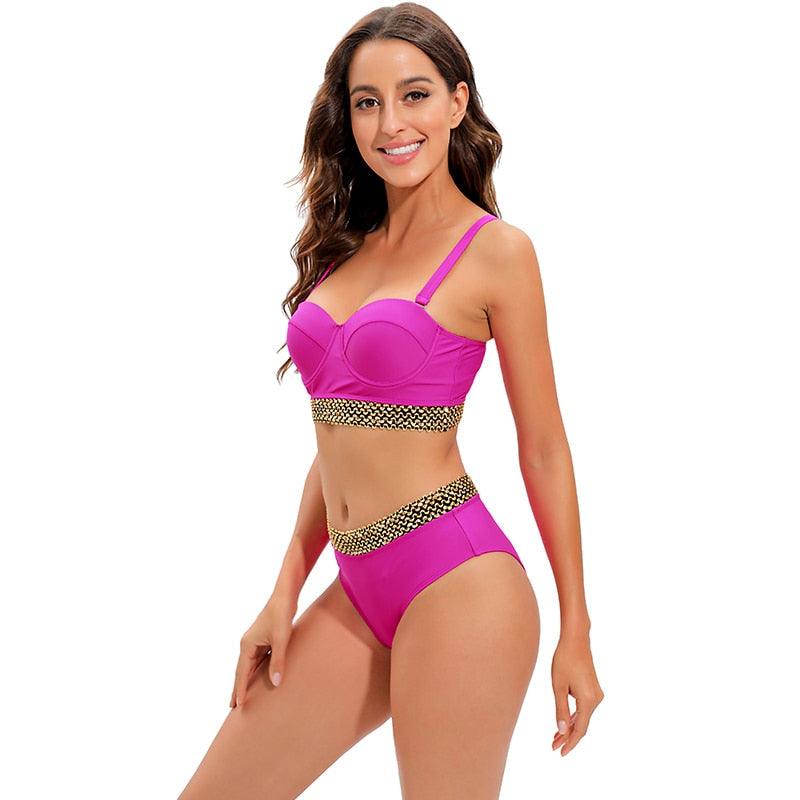 "Sea Duchess – Puff Sleeve Open-Back High-Cut Swimsuit"