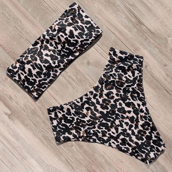 "Tidal Bandeau – Lace-Up High-Waist Bikini Set"