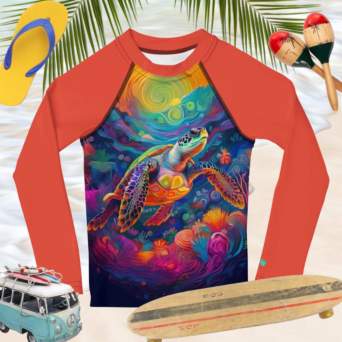 Psychedelic Sea Turtle | Kid's Rashguard | UPF 50+|