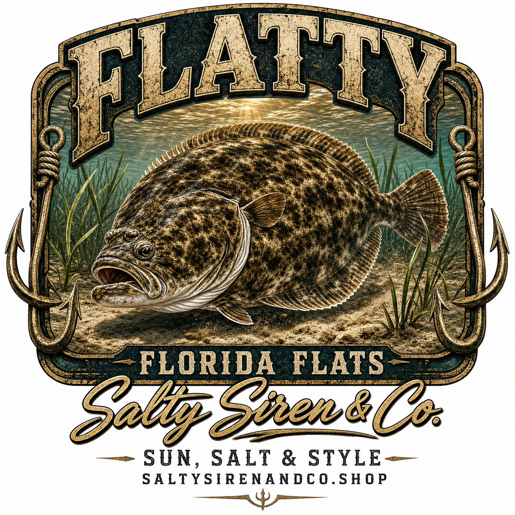 Flatty Florida Flats – Flounder graphic tee design