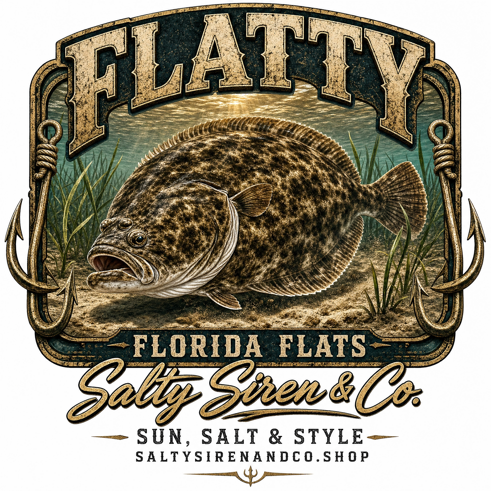 Flatty Florida Flats – Flounder graphic tee design