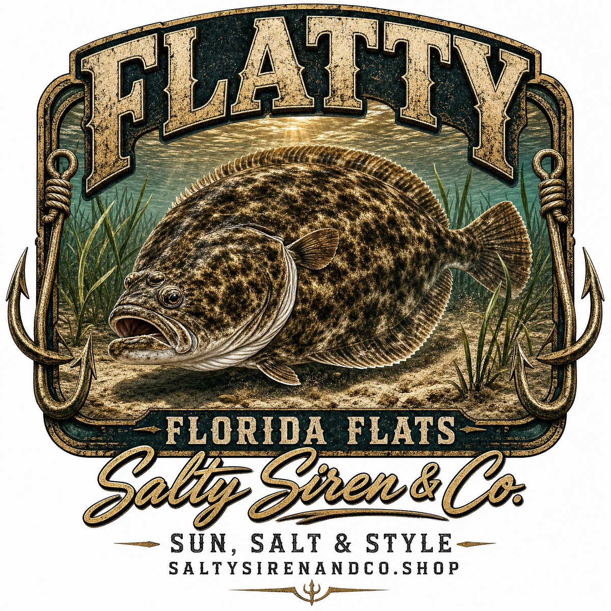 Flatty Florida Flats – Flounder graphic tee design