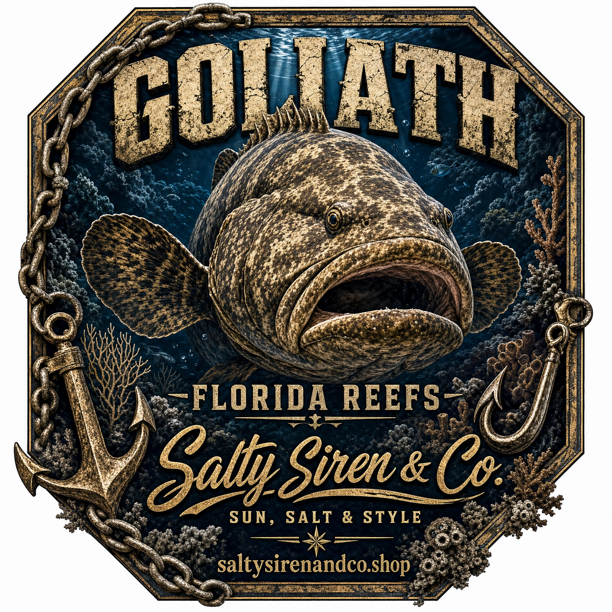 Goliath Florida Reefs – Goliath Grouper graphic tee design