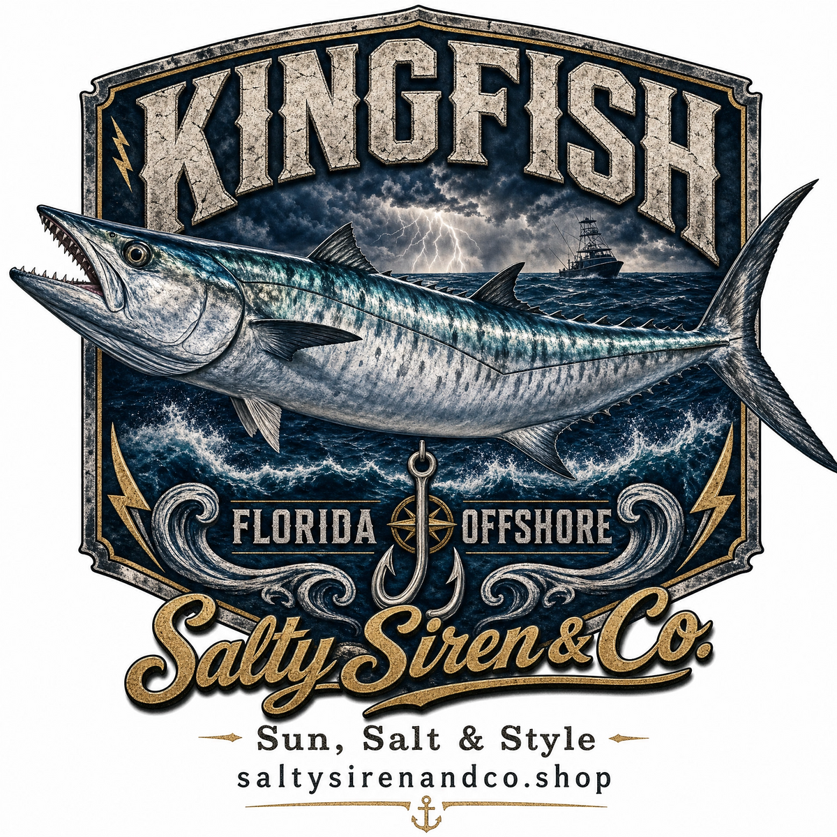 Kingfish Florida Offshore – King Mackerel graphic tee design