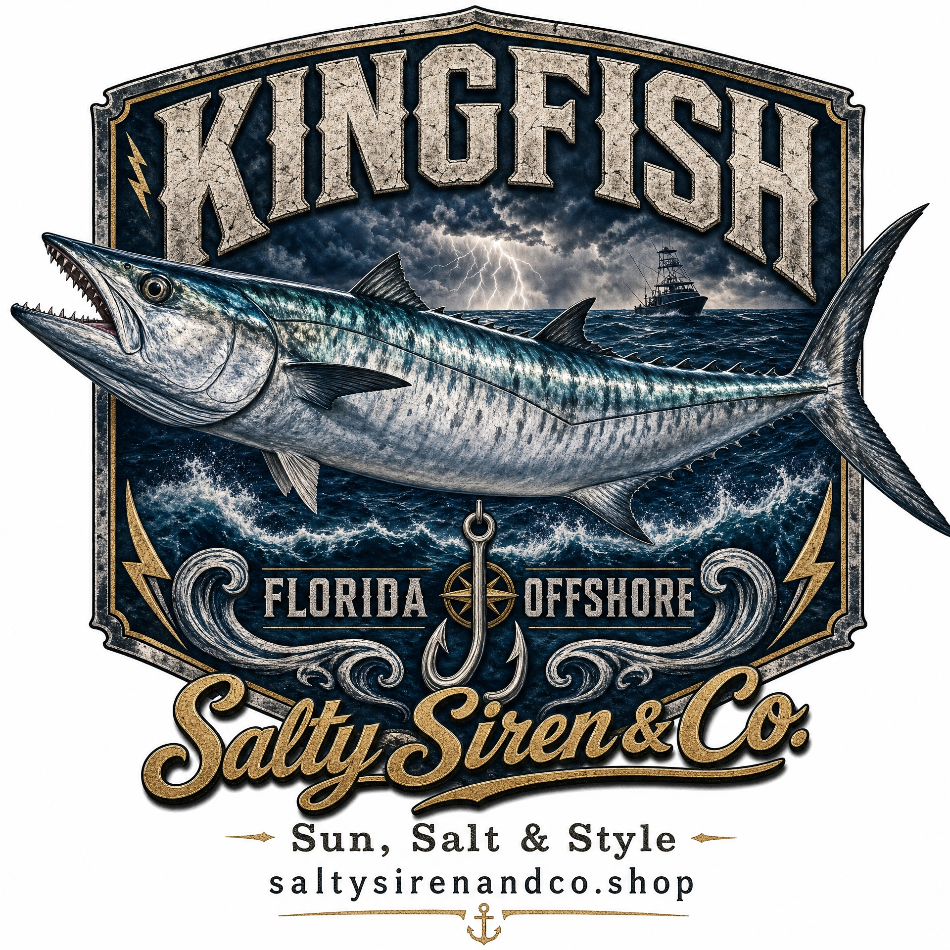 Kingfish Florida Offshore men's fishing shirt - Salty Siren & Co