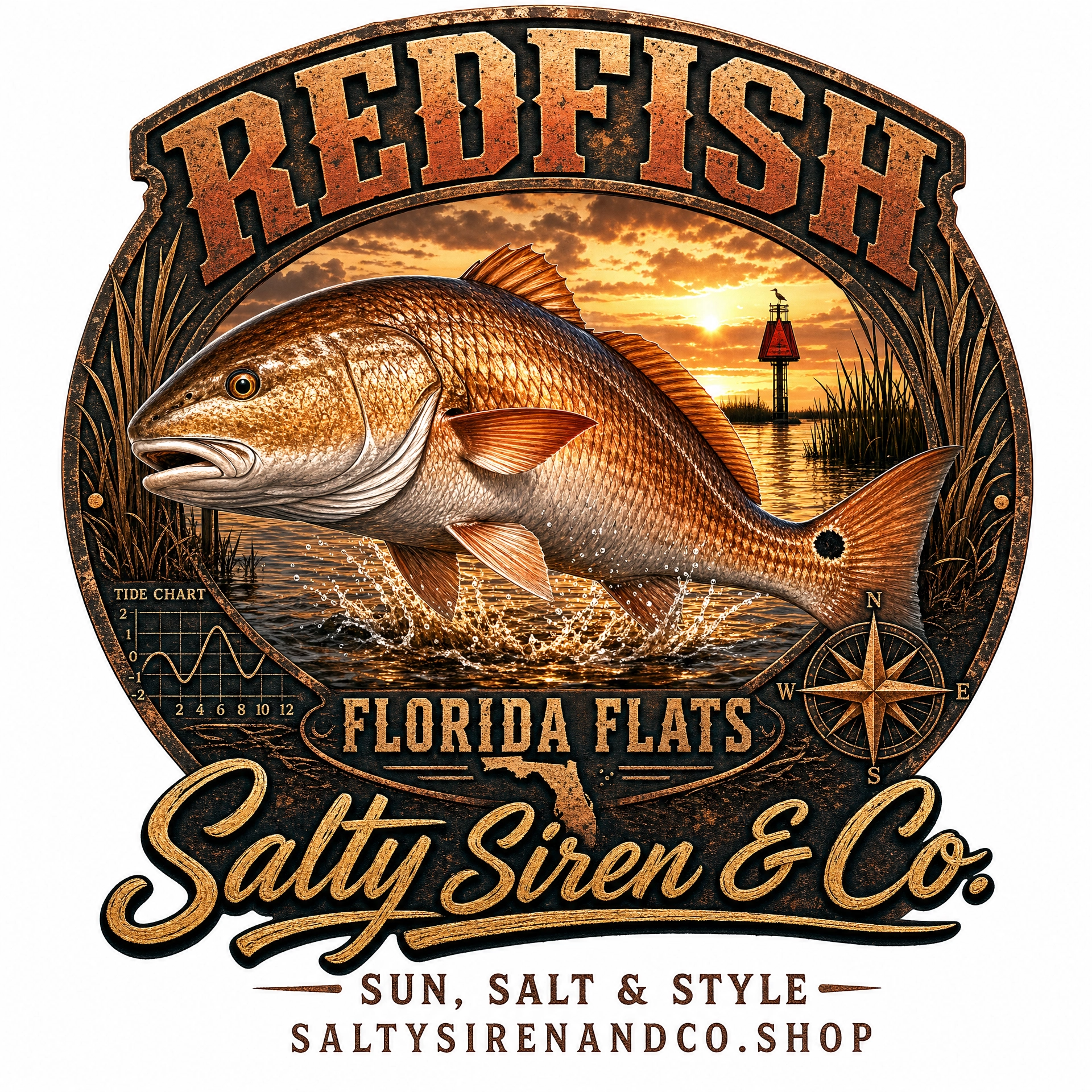 Redfish Florida Flats men's fishing shirt - Salty Siren & Co