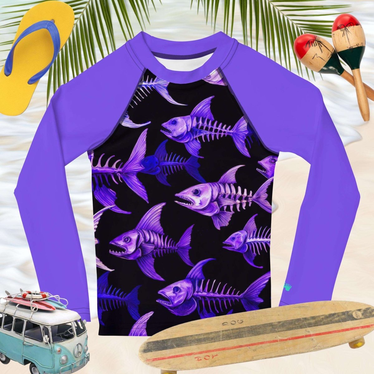 Skull Fish Rashie | Fish Bone | Kids Rash Guard