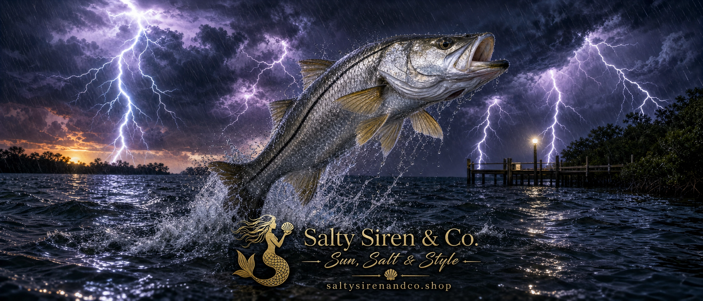 Snook Leaping in a Lightning Storm