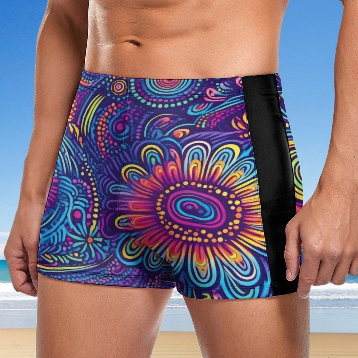 Mens Fast Drying Swim Trunks 🏝️ Tribal Design