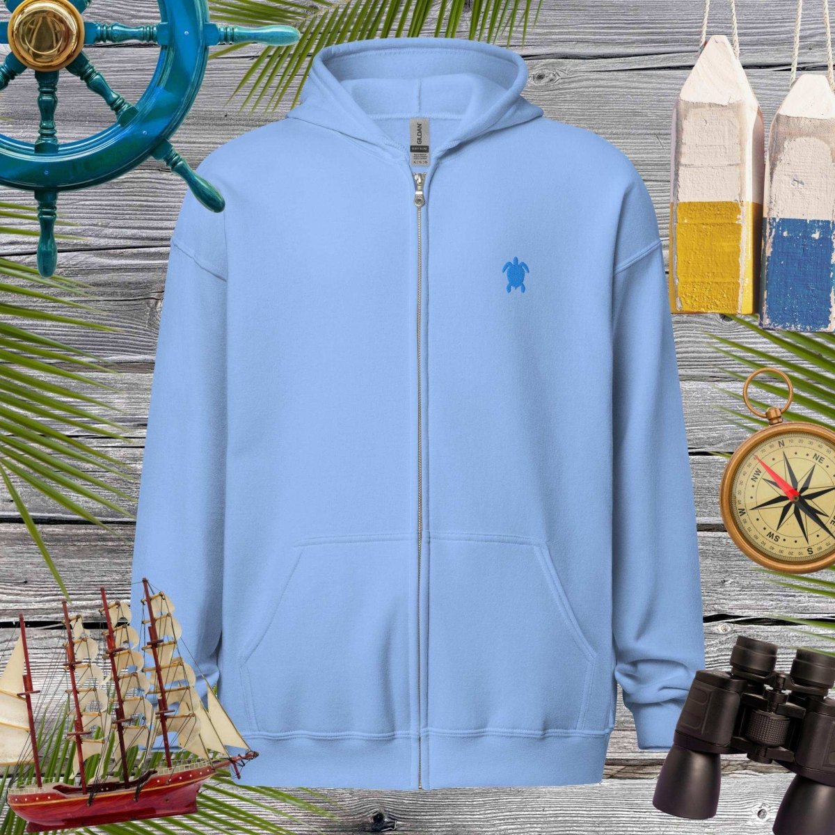 Unisex heavy blend zip hoodie | Embroidered Sea Turtle