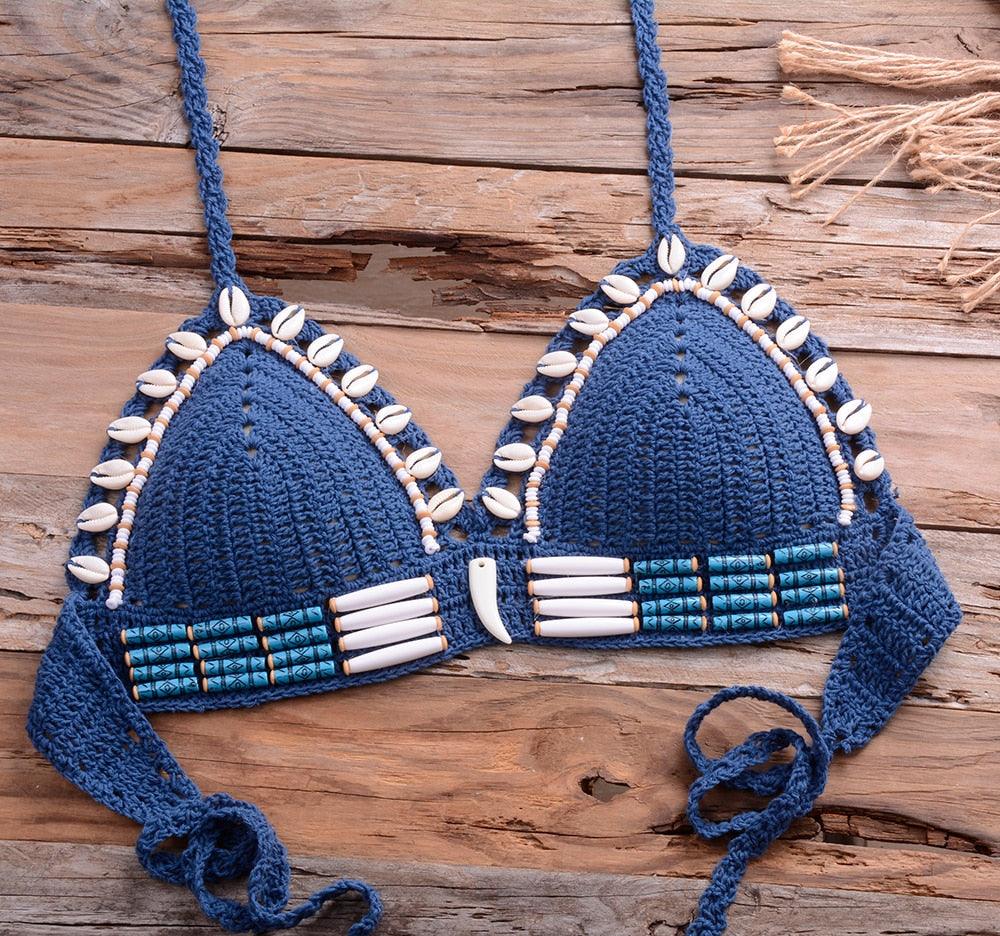"Sea Witch – Crochet Halter High-Waist Bikini Set"