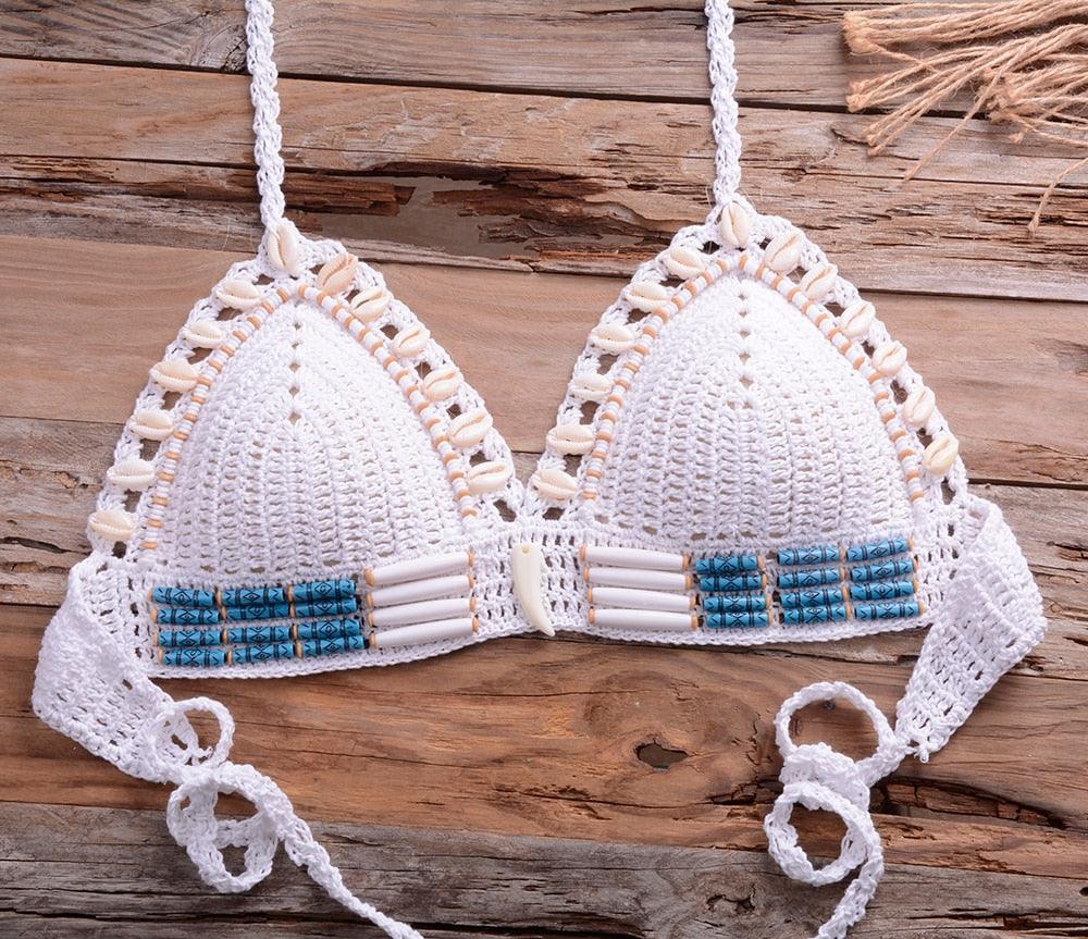 "Sea Witch – Crochet Halter High-Waist Bikini Set"