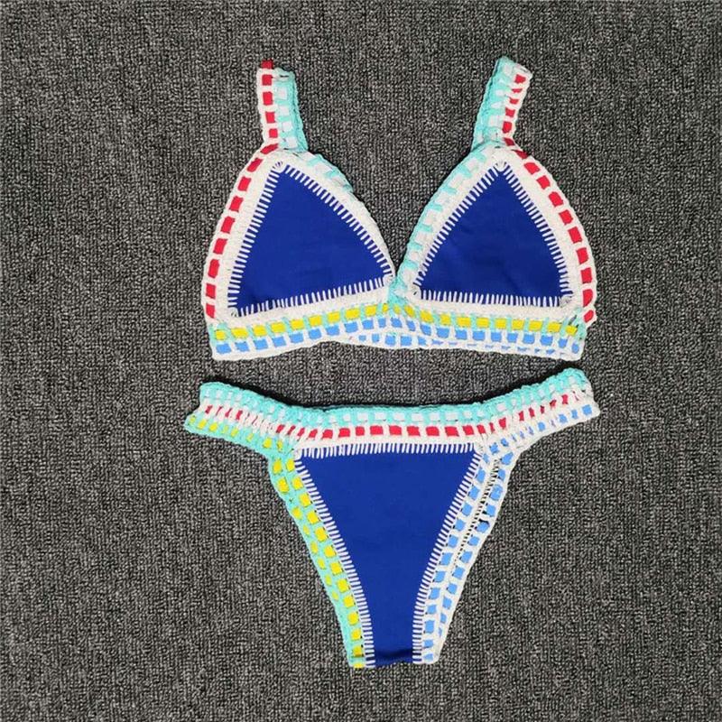 "Driftwood – Handmade Knit Halter Triangle Bikini Set"