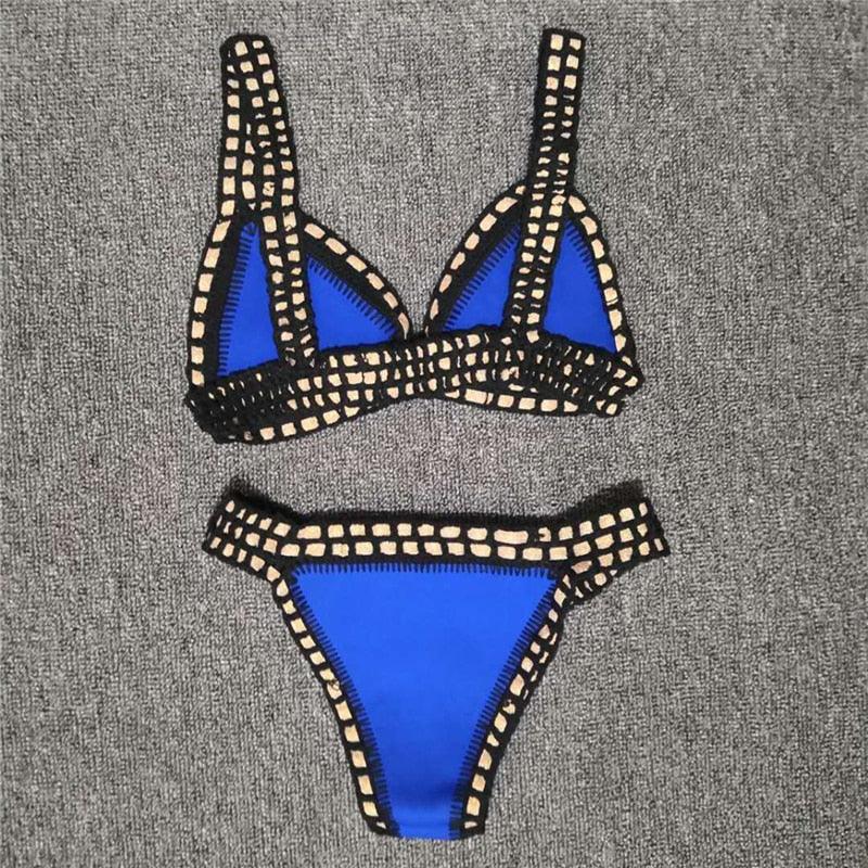 "Driftwood – Handmade Knit Halter Triangle Bikini Set"