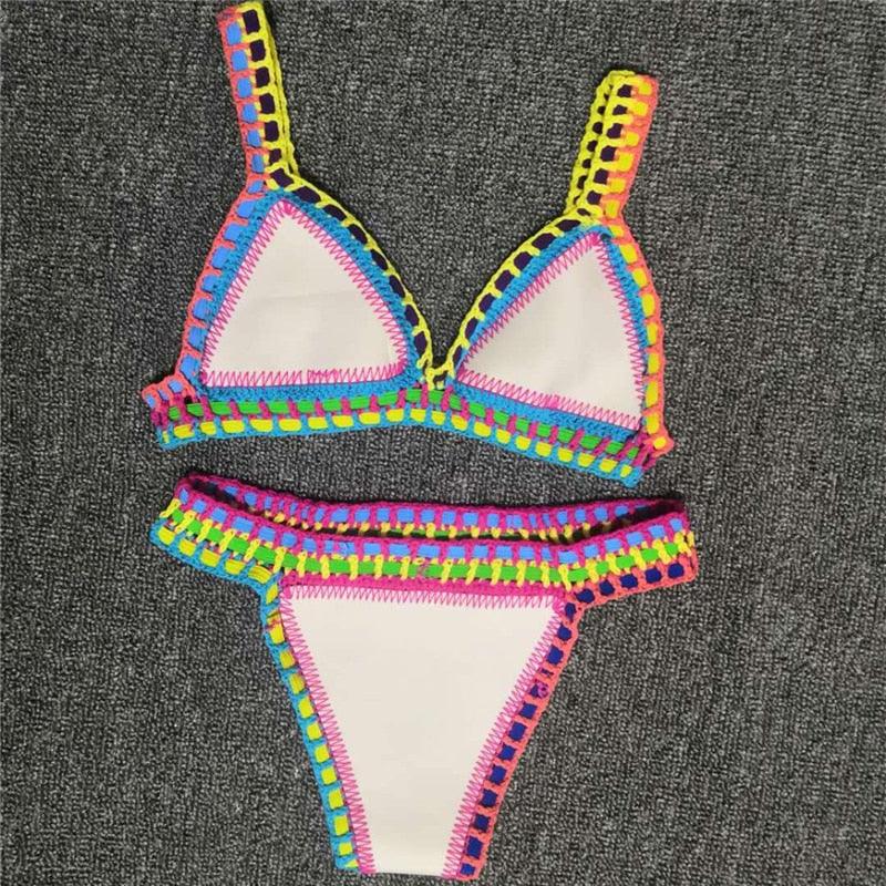 "Driftwood – Handmade Knit Halter Triangle Bikini Set"