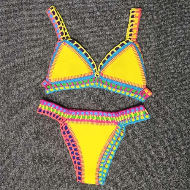 "Driftwood – Handmade Knit Halter Triangle Bikini Set"