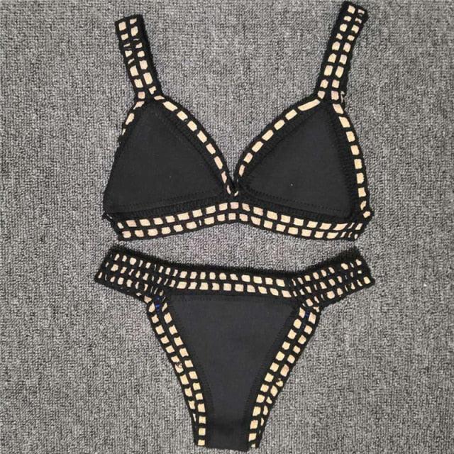 "Driftwood – Handmade Knit Halter Triangle Bikini Set"
