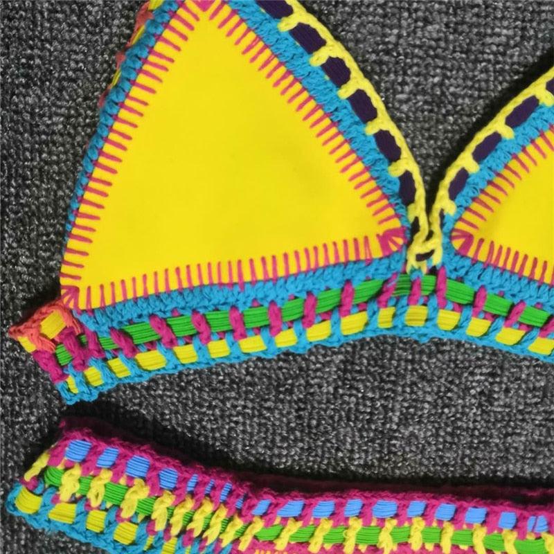 "Driftwood – Handmade Knit Halter Triangle Bikini Set"