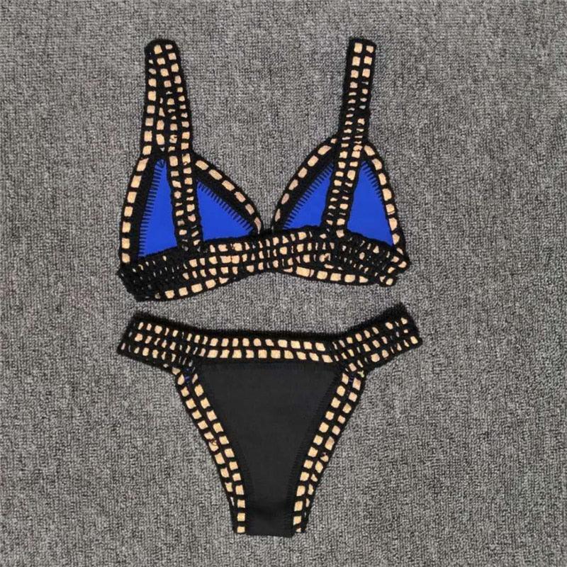 "Driftwood – Handmade Knit Halter Triangle Bikini Set"