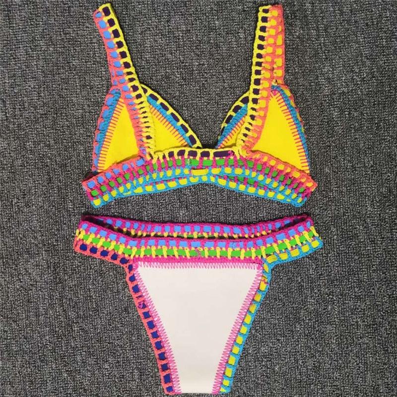 "Driftwood – Handmade Knit Halter Triangle Bikini Set"
