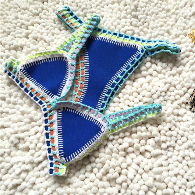 "Driftwood – Handmade Knit Halter Triangle Bikini Set"
