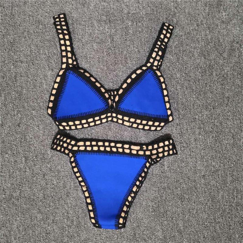 "Driftwood – Handmade Knit Halter Triangle Bikini Set"