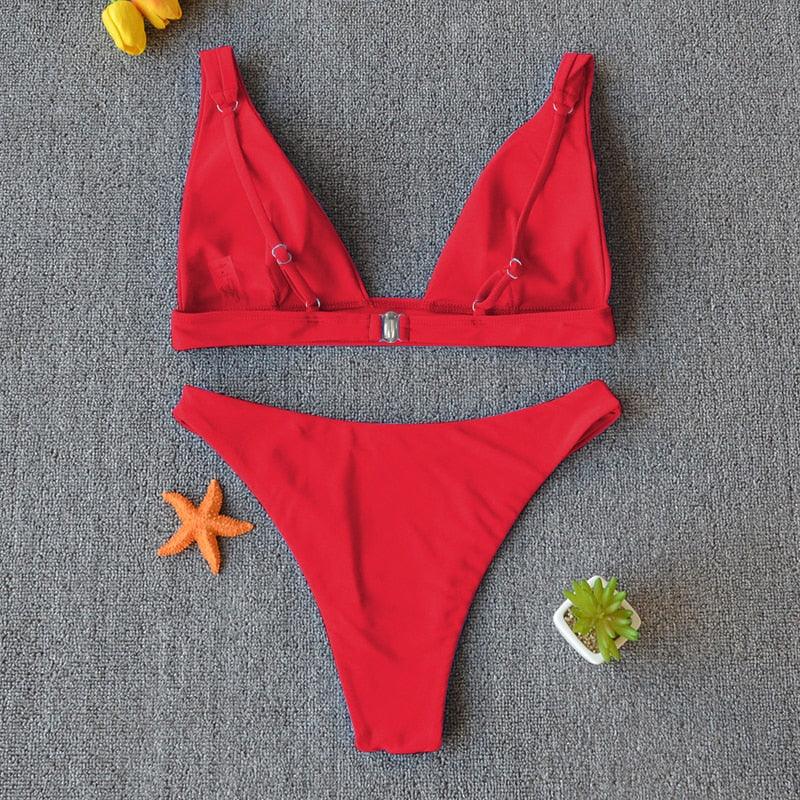 "Nautilus – Twist Front V-Neck Tummy Control Bikini Set"