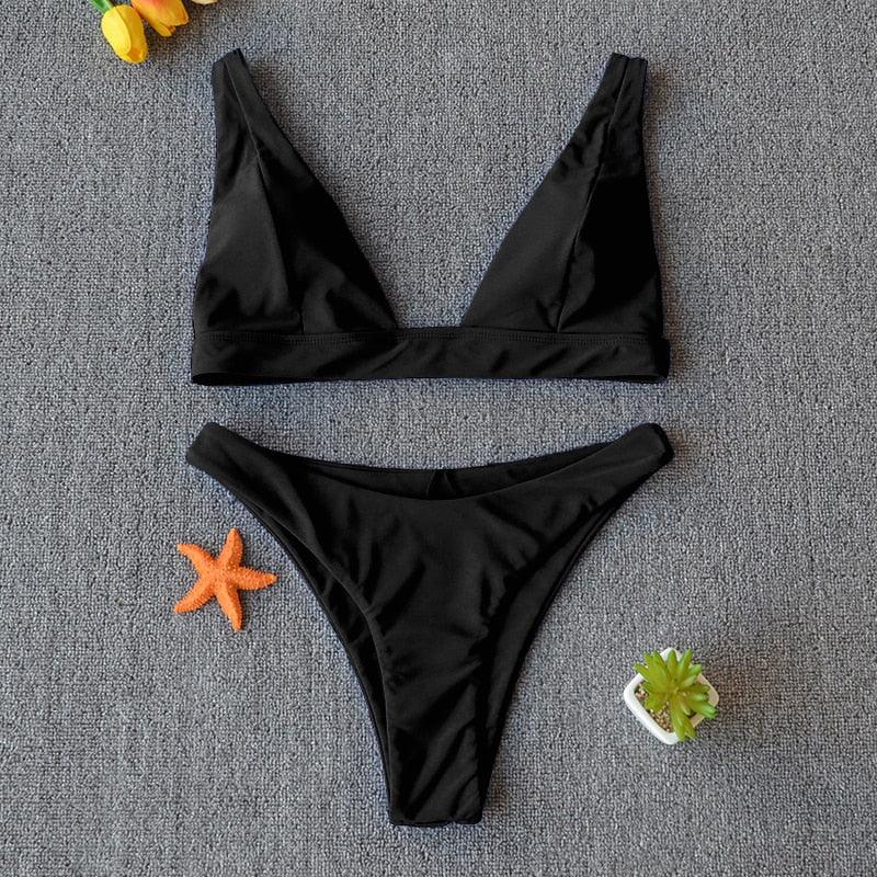 "Nautilus – Twist Front V-Neck Tummy Control Bikini Set"