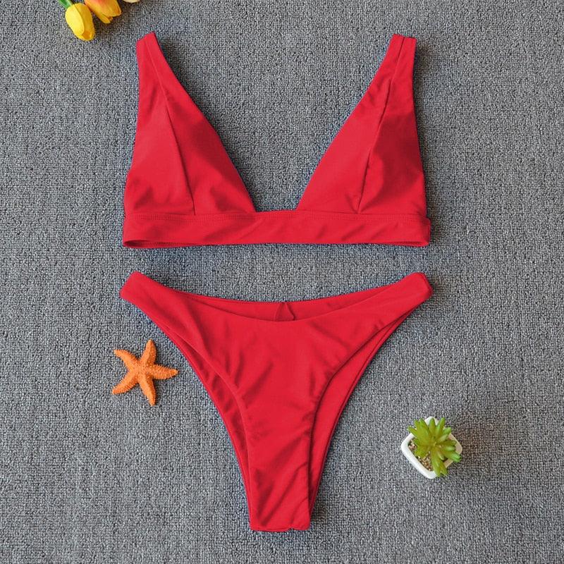 "Nautilus – Twist Front V-Neck Tummy Control Bikini Set"