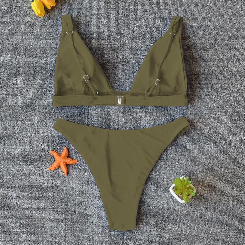 "Nautilus – Twist Front V-Neck Tummy Control Bikini Set"