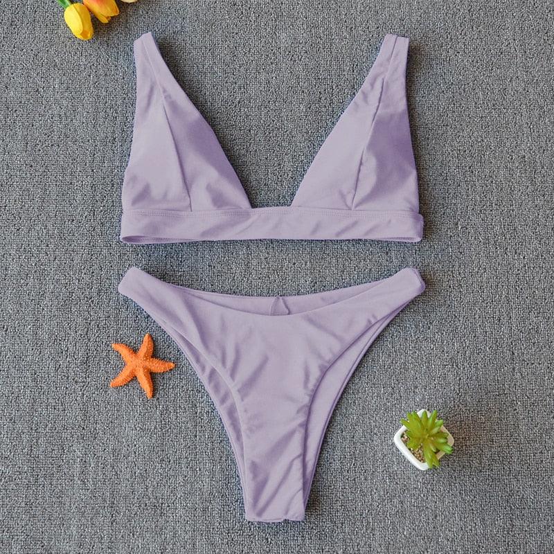"Nautilus – Twist Front V-Neck Tummy Control Bikini Set"
