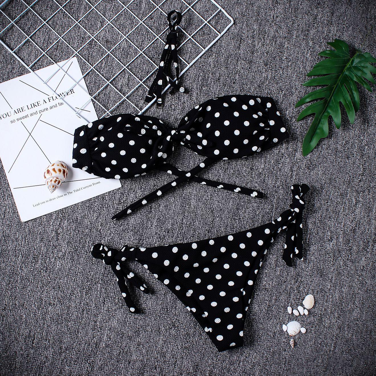 "Sunfish – Polka Dot Bow Bandeau Bikini Set"